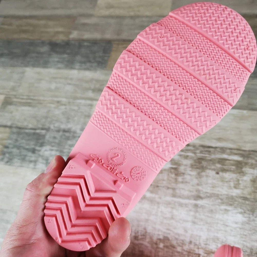 Kamik Raindrops Rain Boots Unisex Kids Sz 2 Pink Rose Rubber Waterproof Pull On